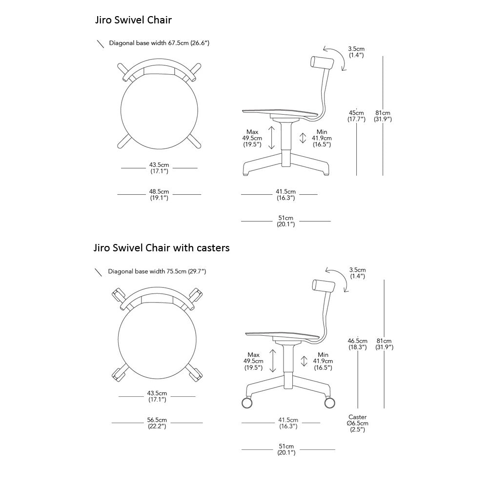 Jiro Swivel Chair - Natural, White Base