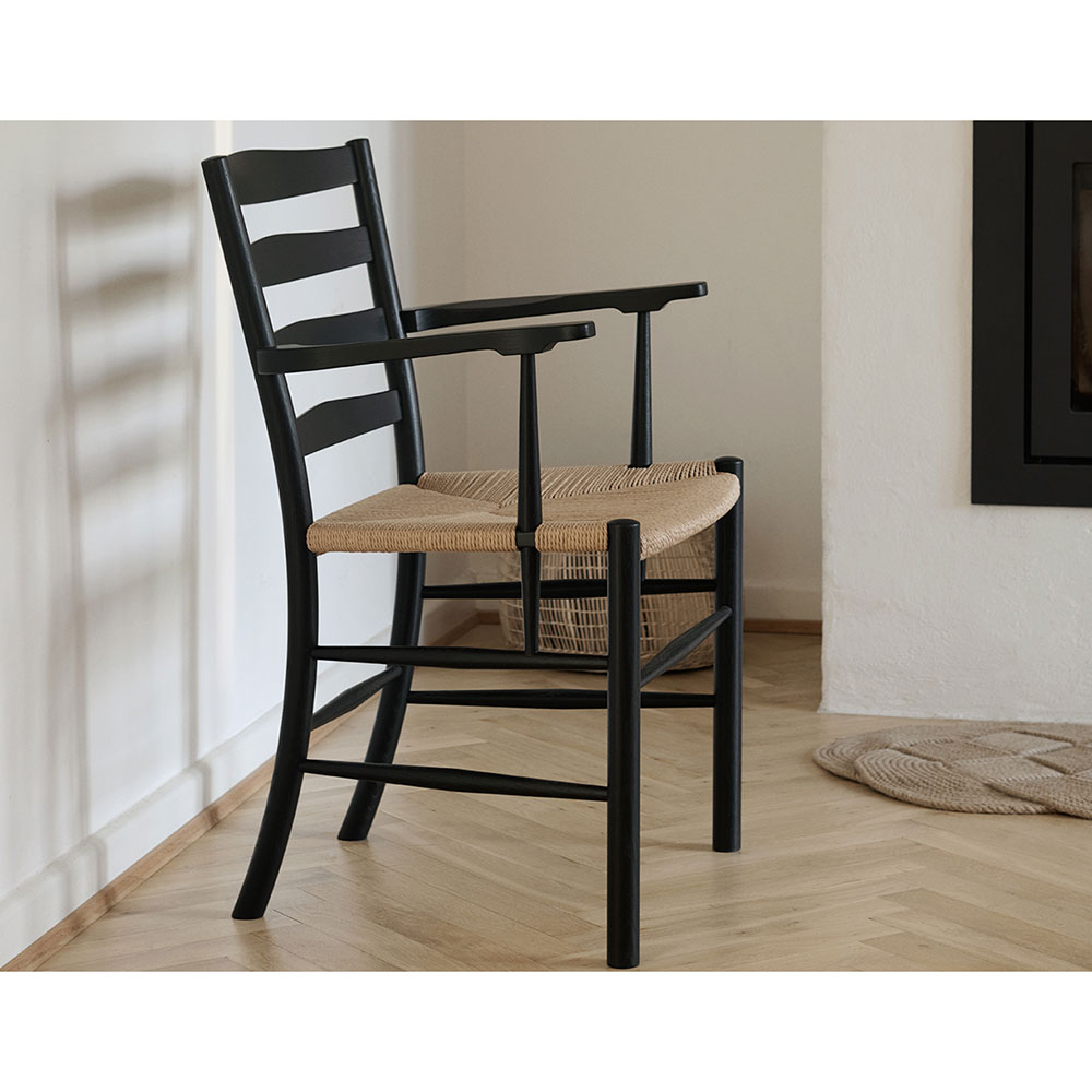 Klint Armchair - Oak Black Lacquered, Natural Paper Cord