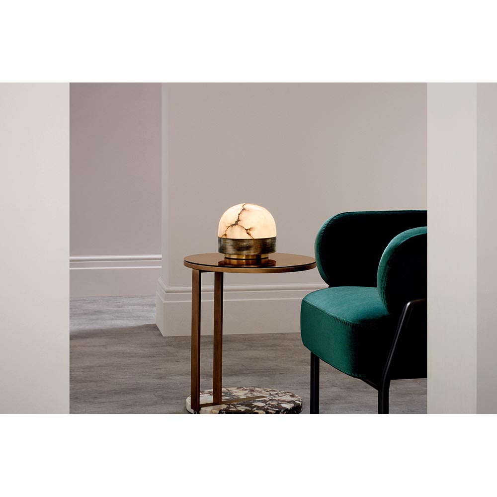 Lucid Table Lamp - Honed Alabaster, Oxidized Silvered Brass