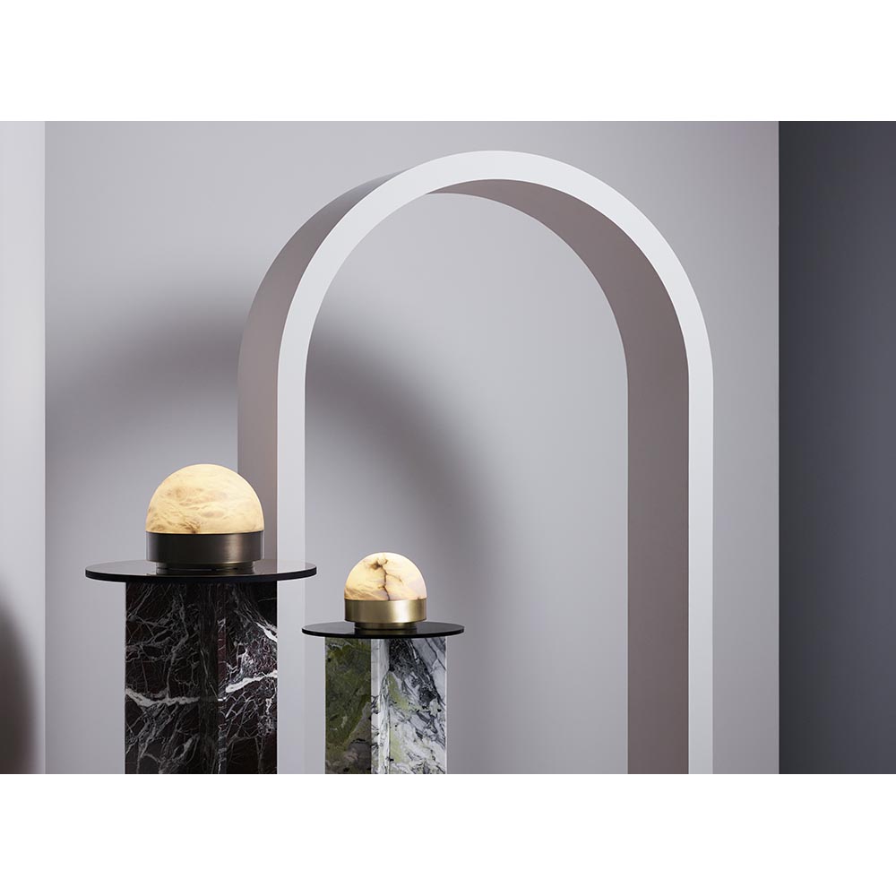 Lucid Table Lamp - Honed Alabaster, Satin Brass
