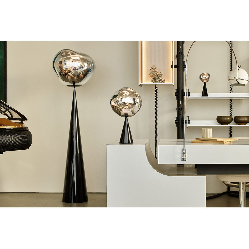 Melt Cone Fat Floor Lamp - Opal, Black