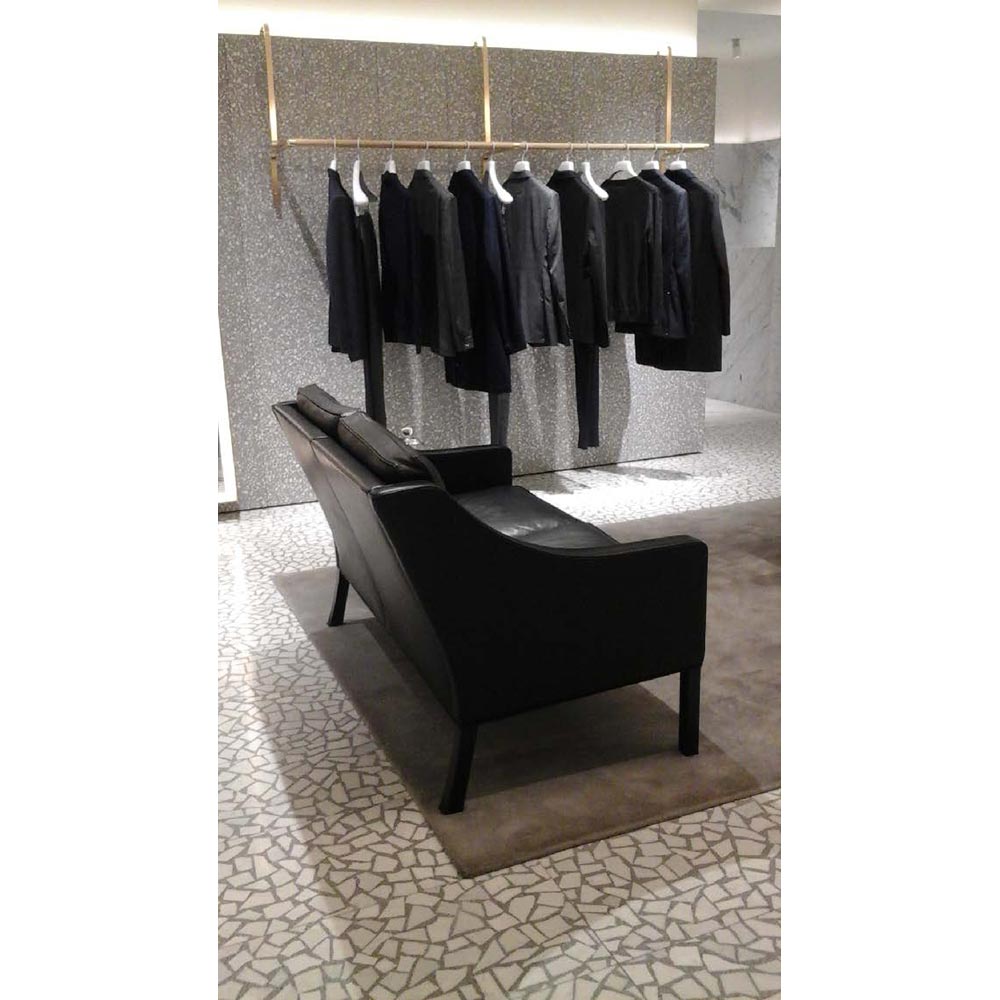 Mogensen 2208 2 Seater Sofa - Leather, Lacquered Walnut