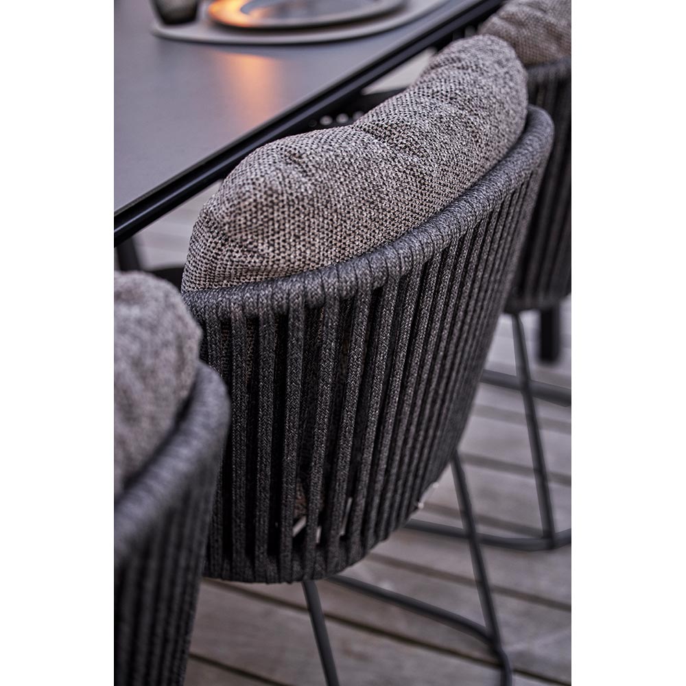 Moments Outdoor Chair - Dark Gray Focus Cushions, Gray Rope Frame