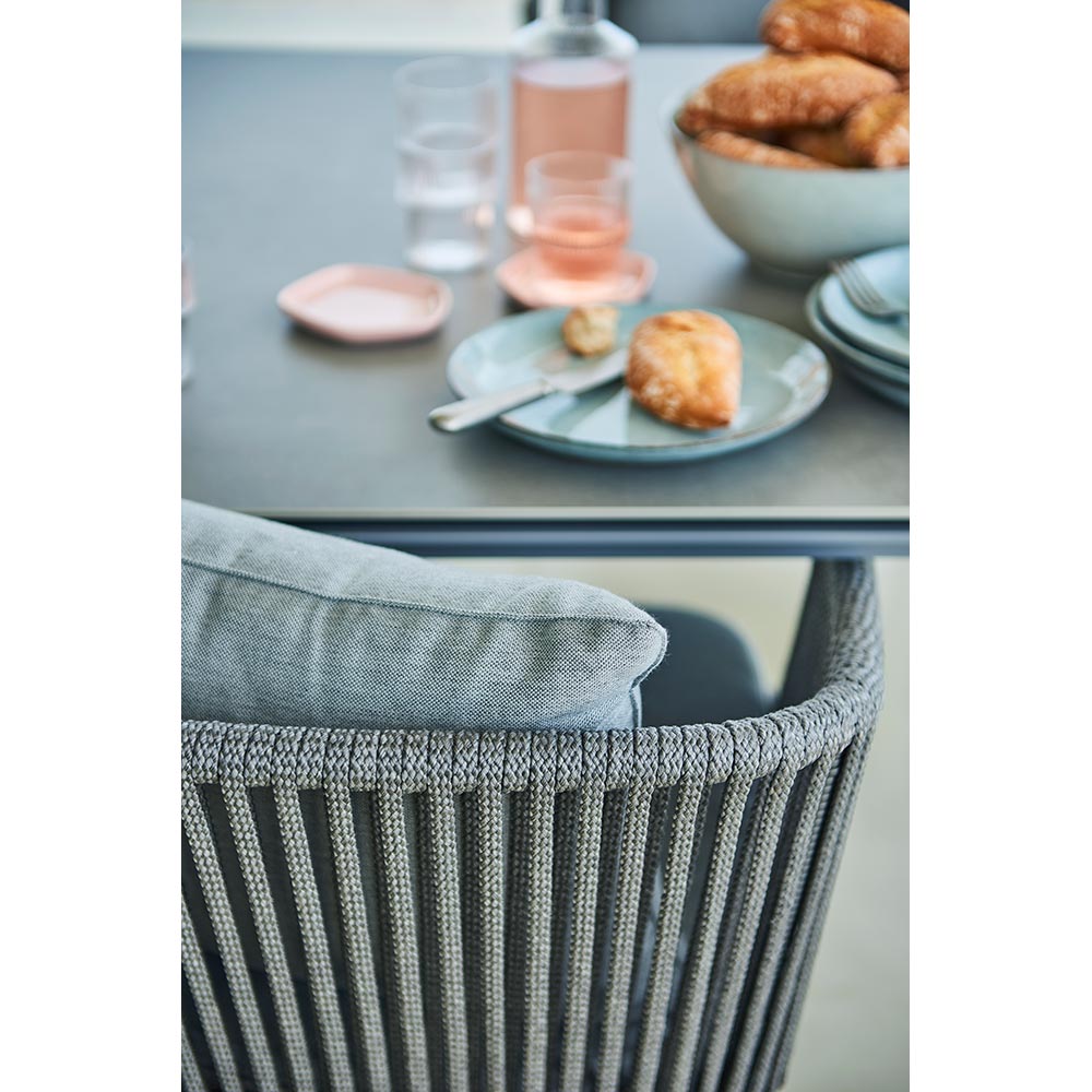 Moments Outdoor Stackable Chair - Light Gray Natte Cushions, Gray Rope Frame