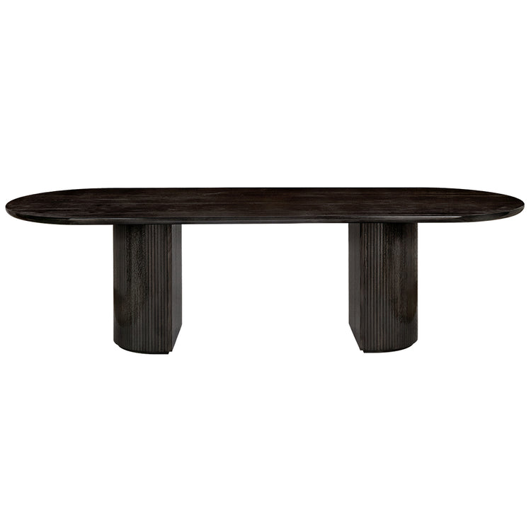 Moon Elliptical Dining Table - Brown/Black Stained Veneer Oak