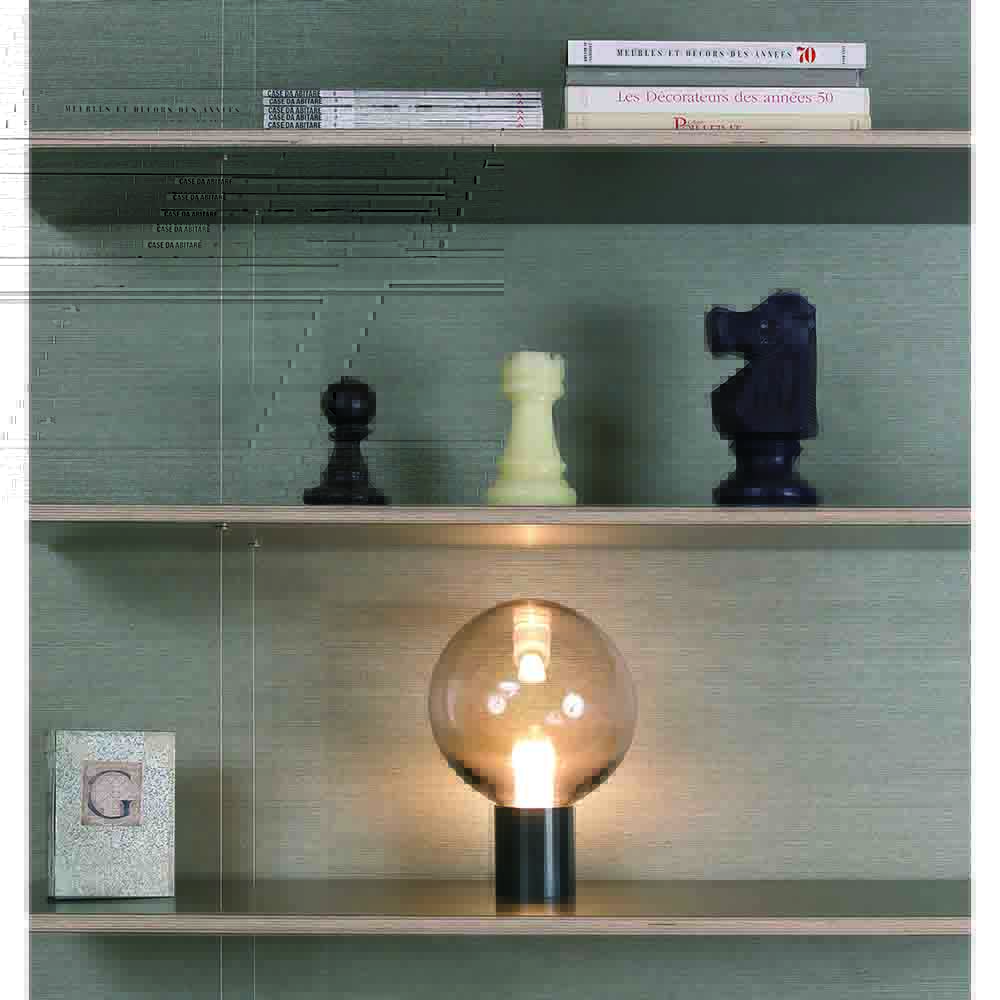 Moon Table Lamp - Bronze, Bronze Tinted Glass Shade