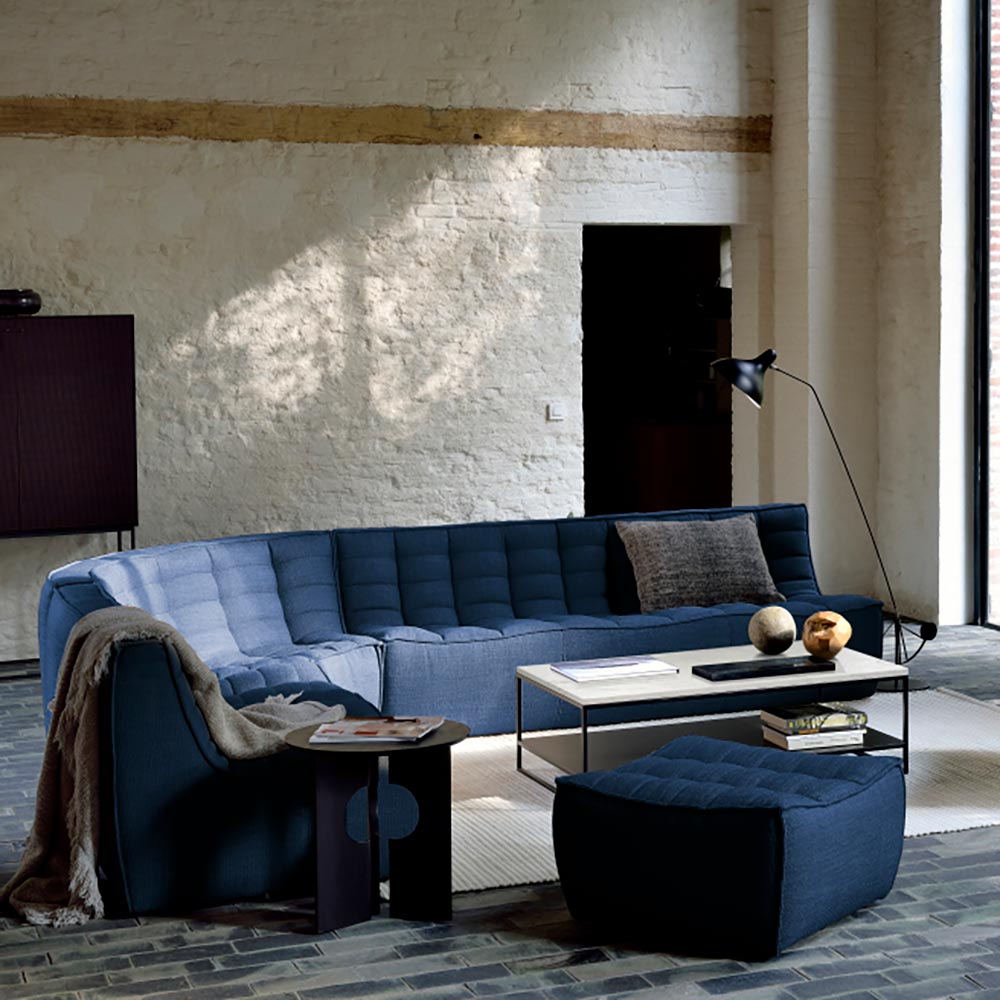 N701 45 Degree Round Corner Modular Sofa - Blue