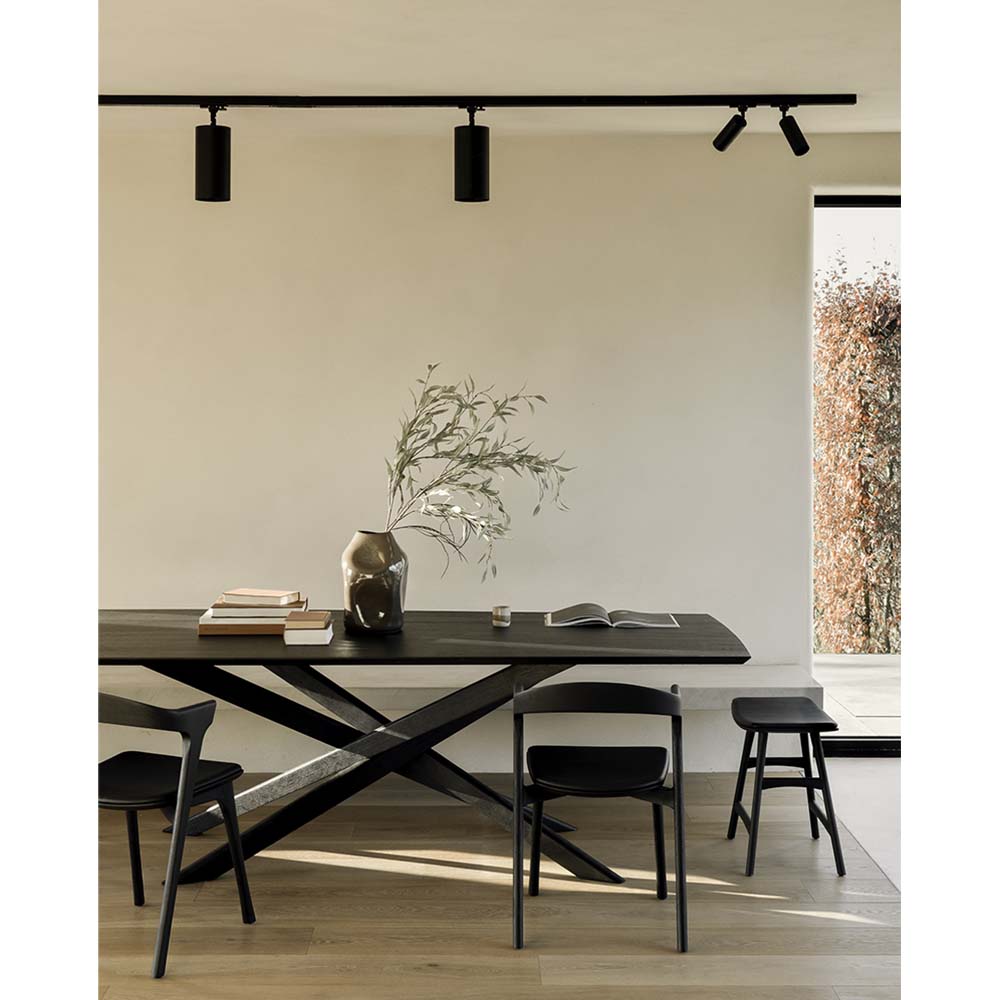 Osso Stool - Black Oak, Black Leather