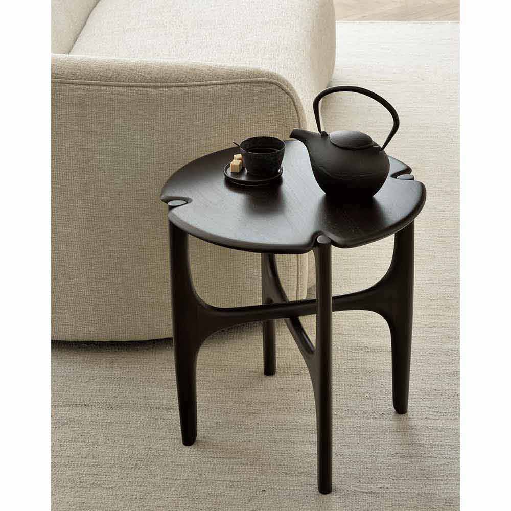 PI Round Side Table - Dark Brown Mahogany