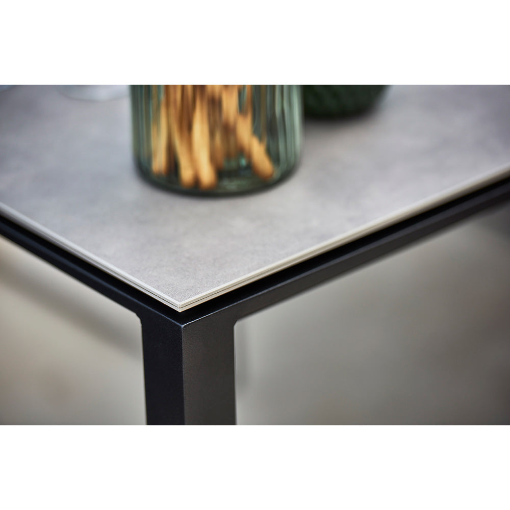 Pure Rectangular Dining Table - Basalt Ceramic Top, Light Gray Aluminum Base