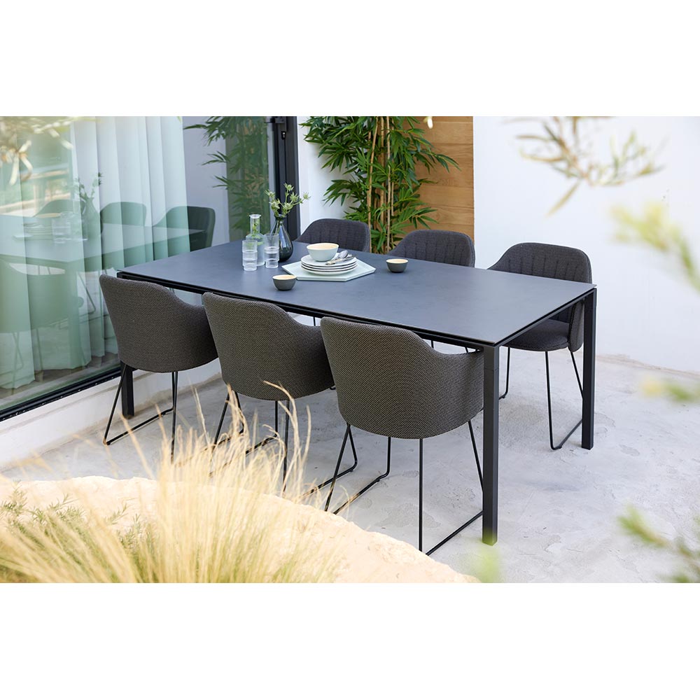 Pure Rectangular Dining Table - Black Linoleum Top, Taupe Aluminum Base