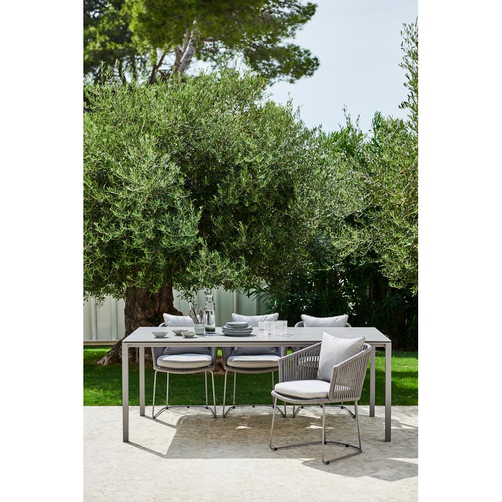 Pure Rectangular Dining Table - Fossil Black Ceramic Top, Lava Gray Aluminum Base