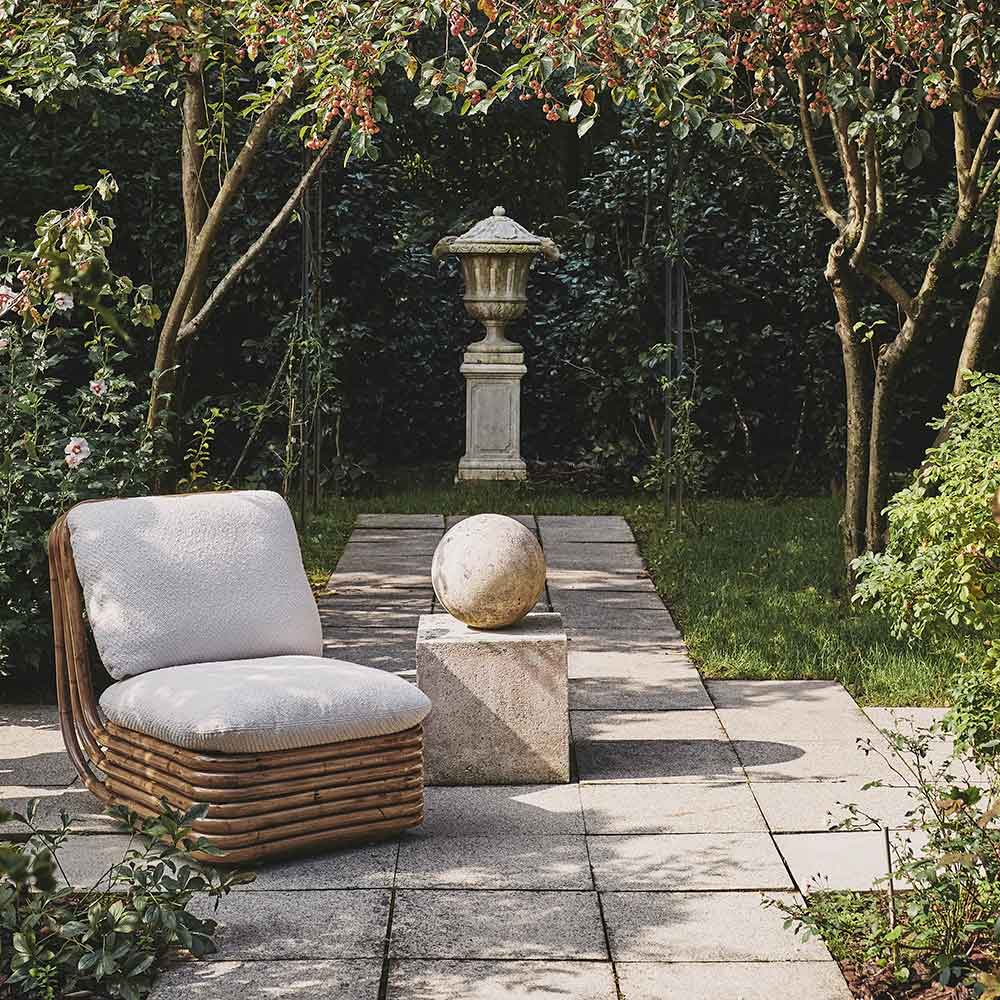 Quick Ship Bohemian 72 Lounge Chair - Dedar Lupo 007 Diagonal Boucle