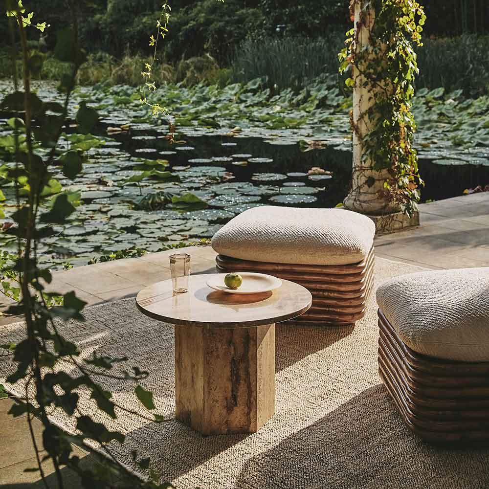 Quick Ship Bohemian 72 Ottoman - Dedar Lupo 007 Diagonal Boucle