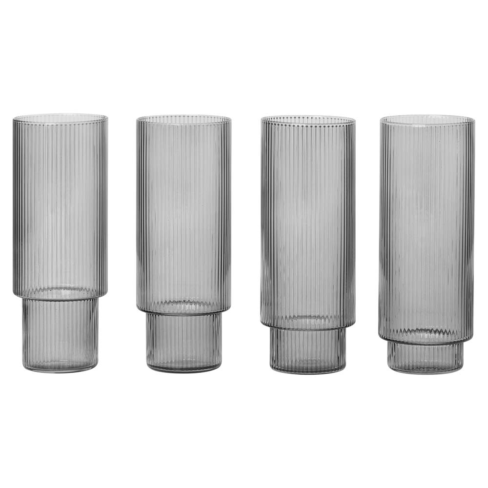 Ripple Long Drink Glasses - Smoked