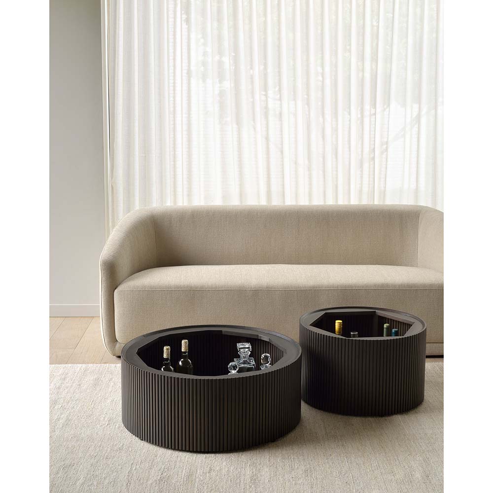 Roller Max Round Coffee Table - Dark Brown Mahogany - 12"H