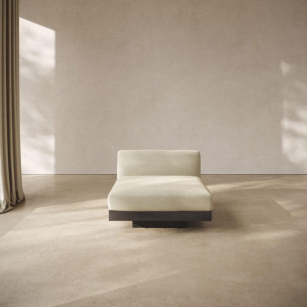 Rudolph 1 Seater Bench - Sand Cushions, Black Oak Base