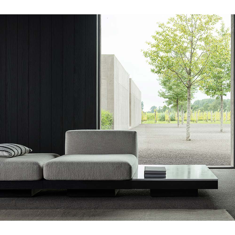 Rudolph Rectangular Large Coffee Table - White Marble Top, Black Oak Base