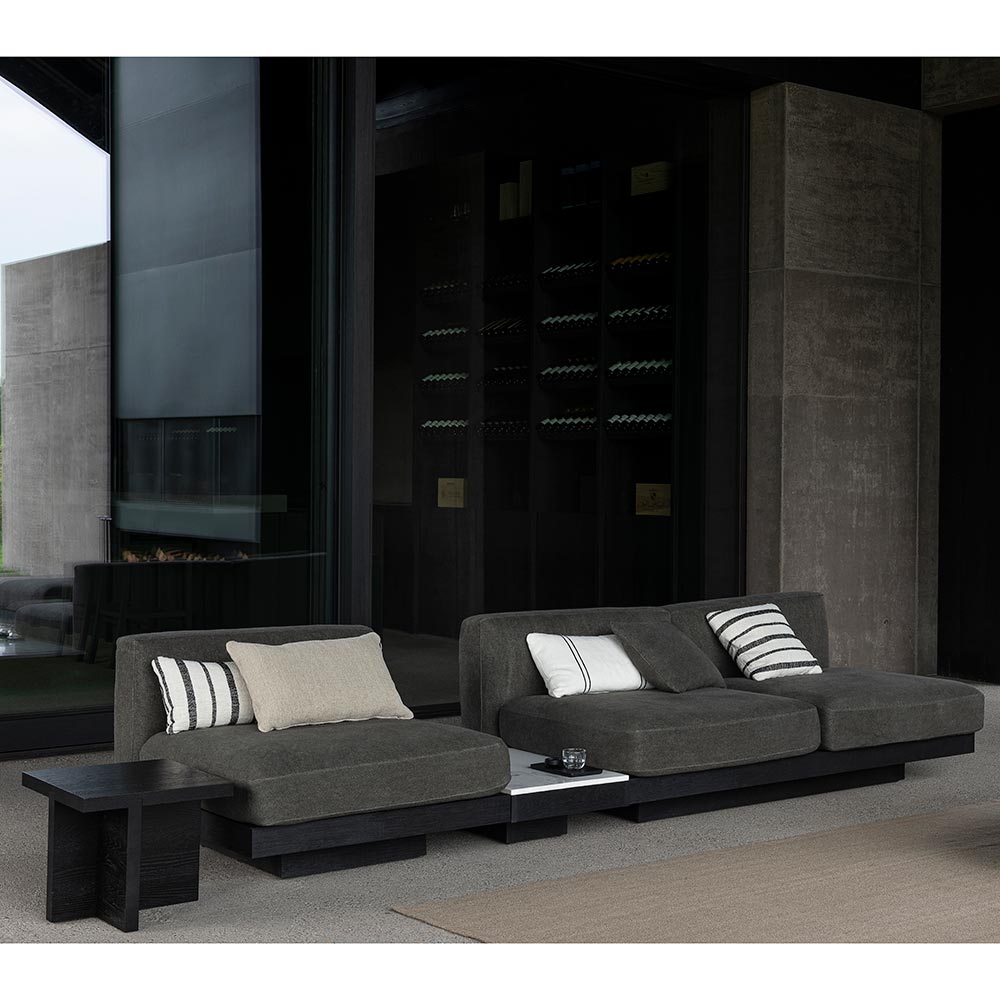 Rudolph Rectangular Small Coffee Table - White Marble Top, Black Oak Base