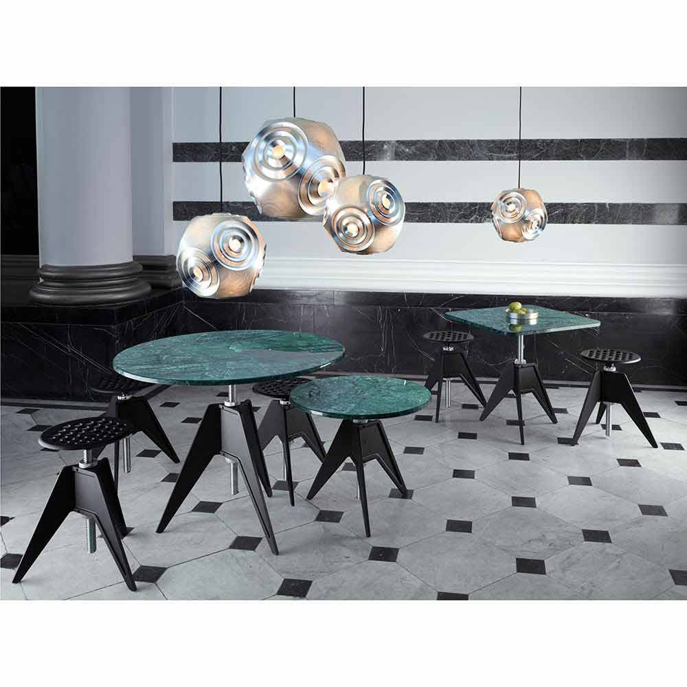 Screw Small Round Cafe Table - White Marble