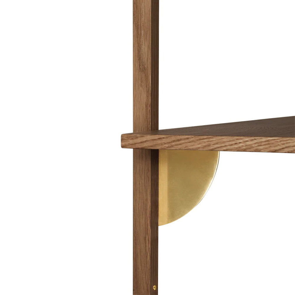 Sector Triple Narrow Wall Shelf - Smoked Oak, Brass