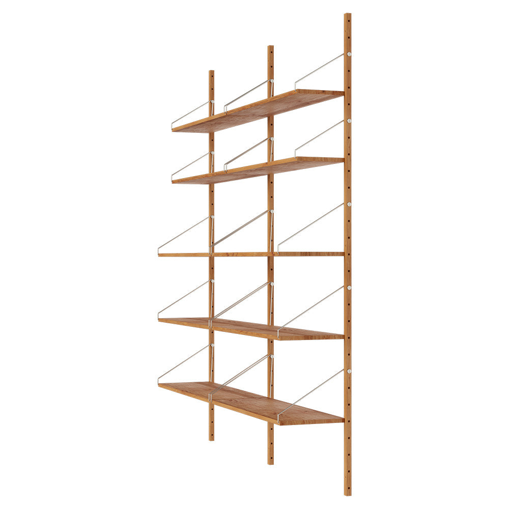 Shelf Library Double Section - 64.76"W x 72.91"H, Natural Oak