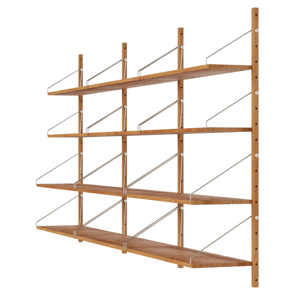 Shelf Library Triple Section - 96.65"W x 45.2"H, Natural Oak