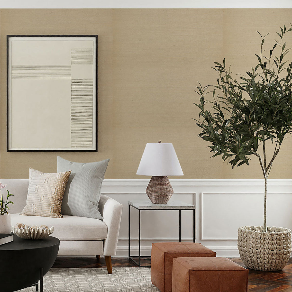 Sisal Monochromatic Grasscloth Wallpaper - Natural