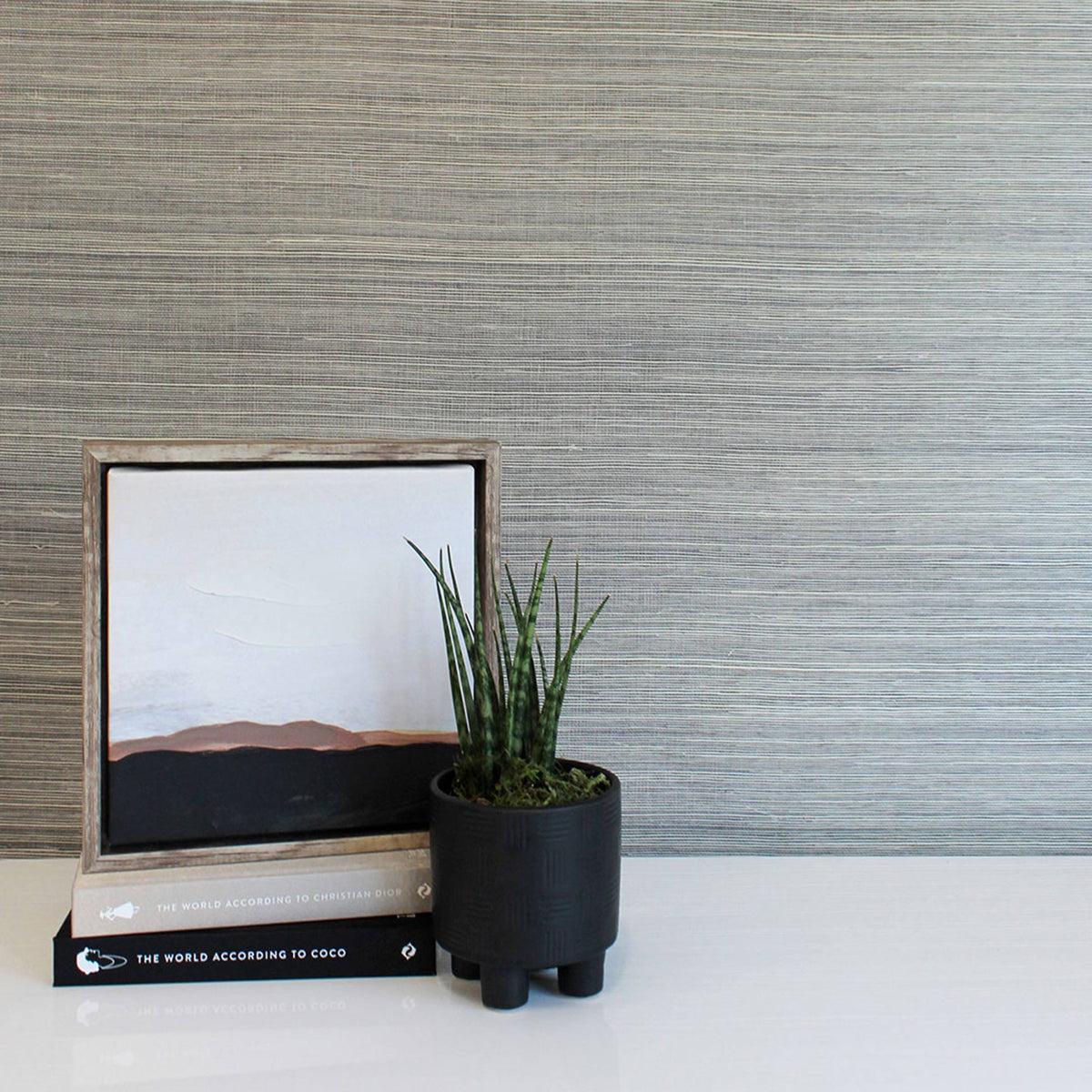 Sisal Tonal Hues Grasscloth Wallpaper - Light Natural on Soot