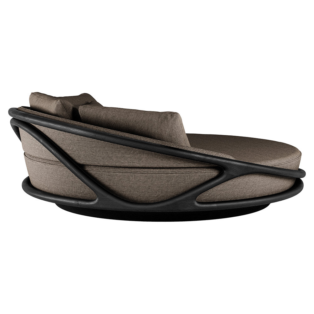 Solis Outdoor Daybed - Dark Brown Structured, Black Teak Frame