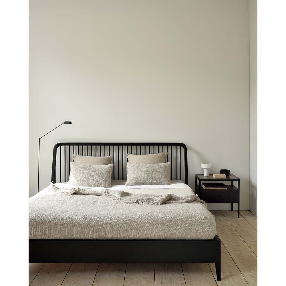 Spindle Bedside Table - Black Oak