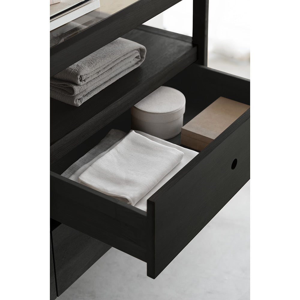 Spindle Dresser - 4 Drawers, Black Oak