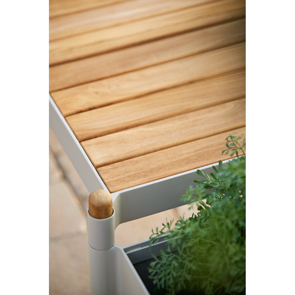 Sticks bench with 2 planters -Teak, Sand Aluminum