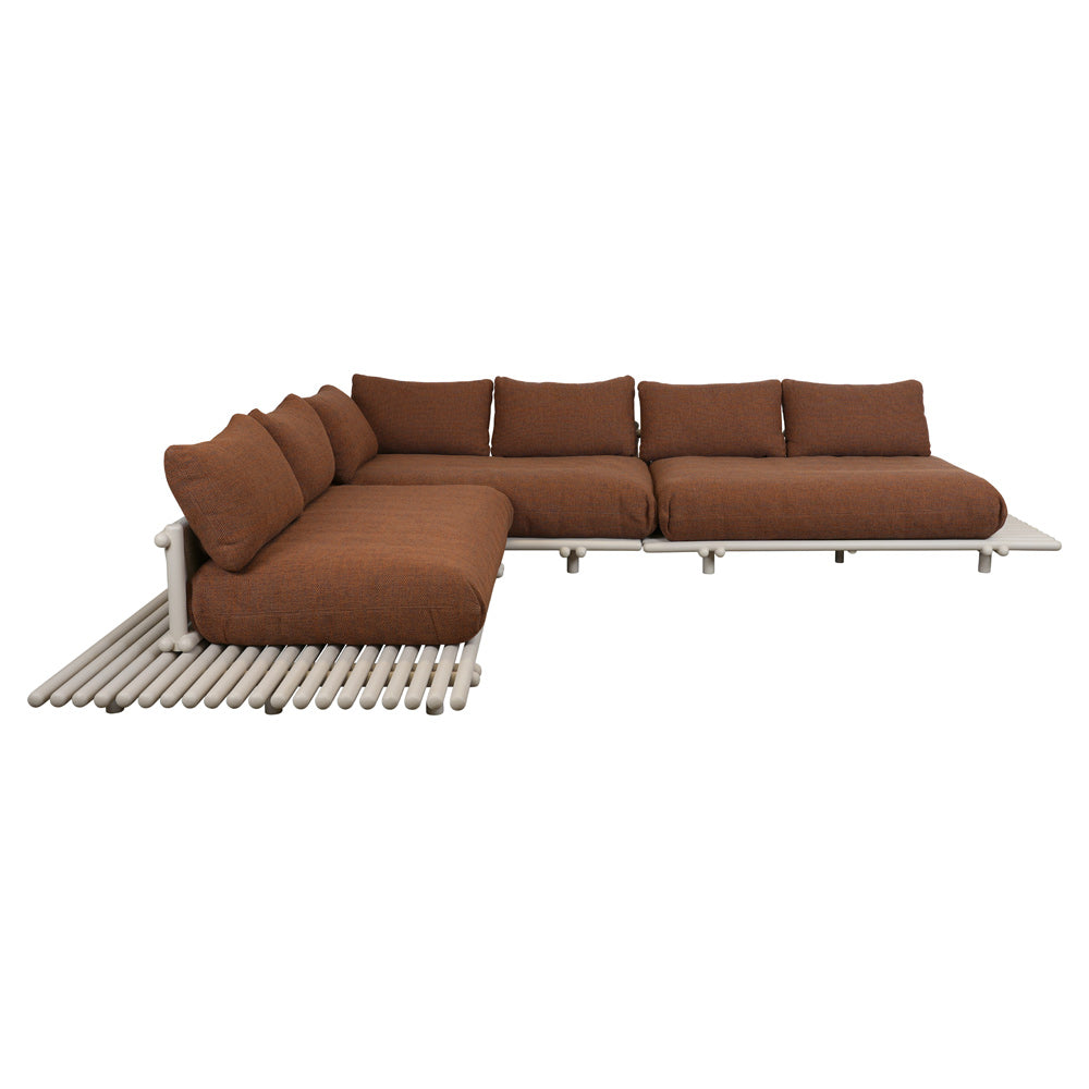 Sticks Platform Large Corner Sofa - Umber Brown Cushions, Aluminum Platform
