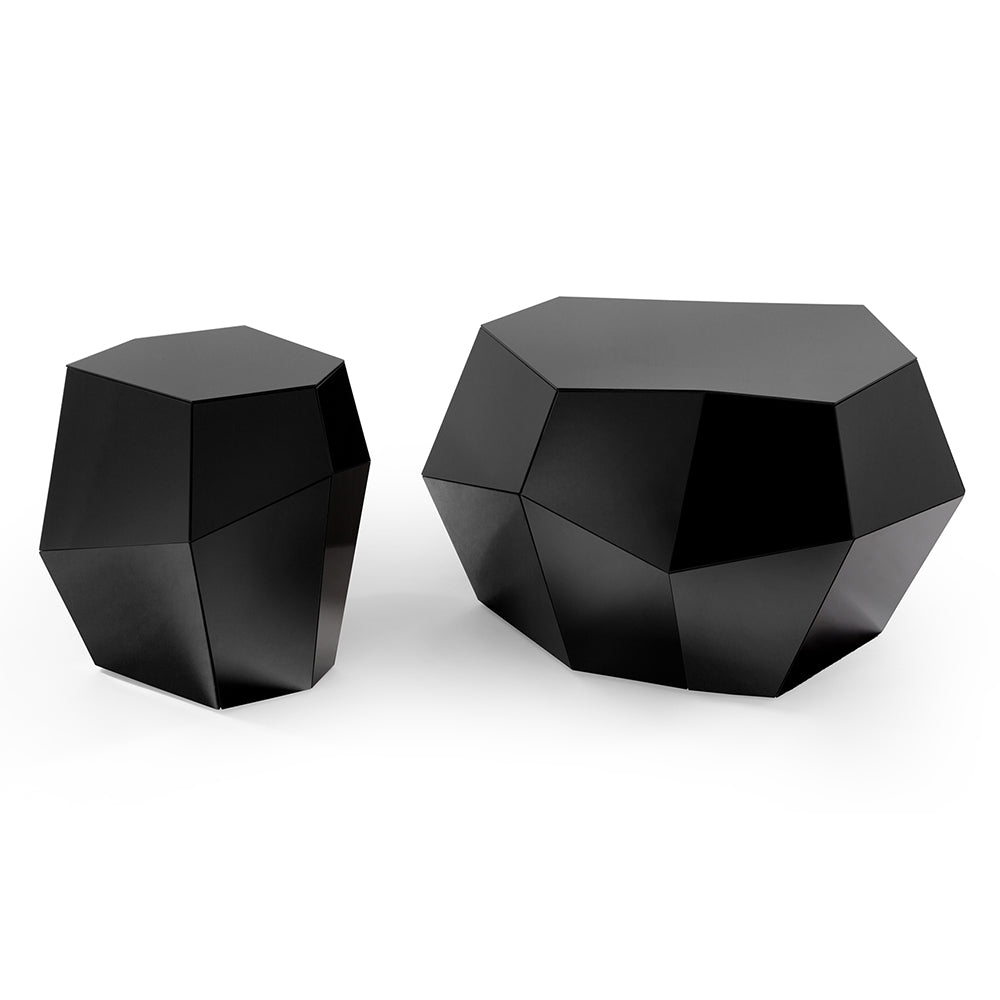 Three Rocks High Side Table - Black Glass