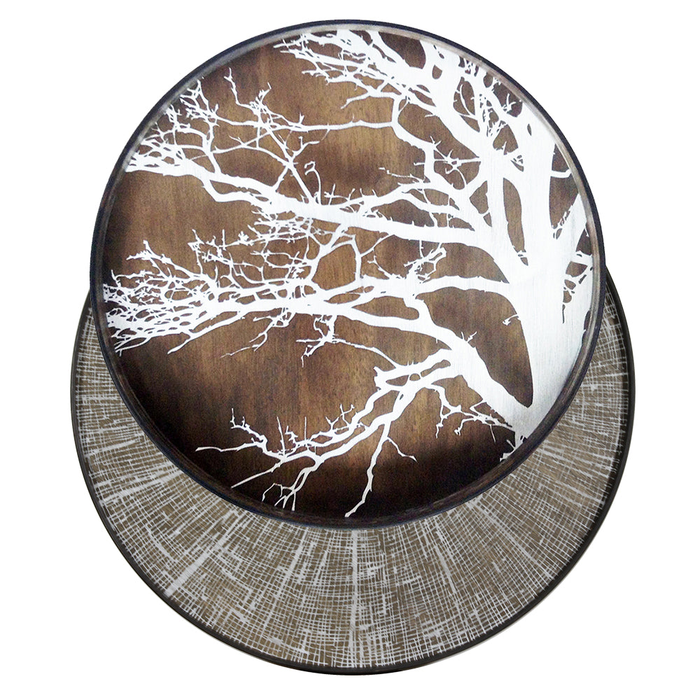 Tray Nesting Tables Low Round XL - White Tree and White Slice