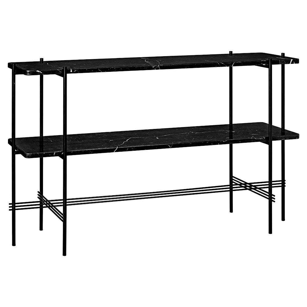 TS 2 Tier Console Table - Black Marble, Black