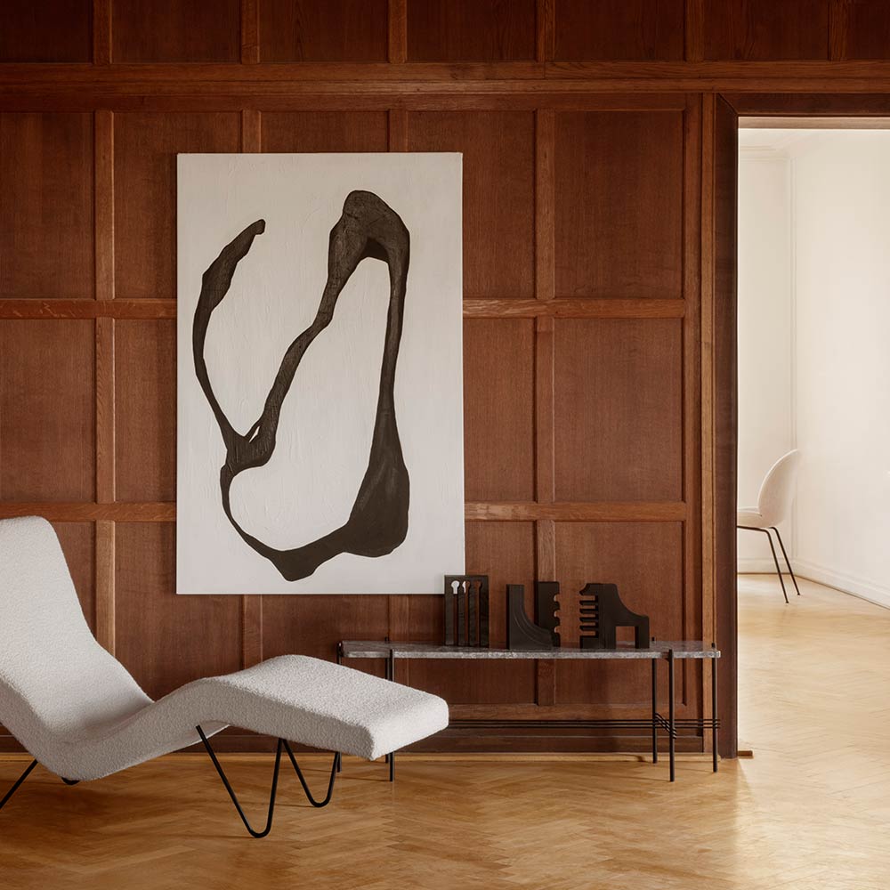 TS 1 Tier Console Table - Gray Marble, Black