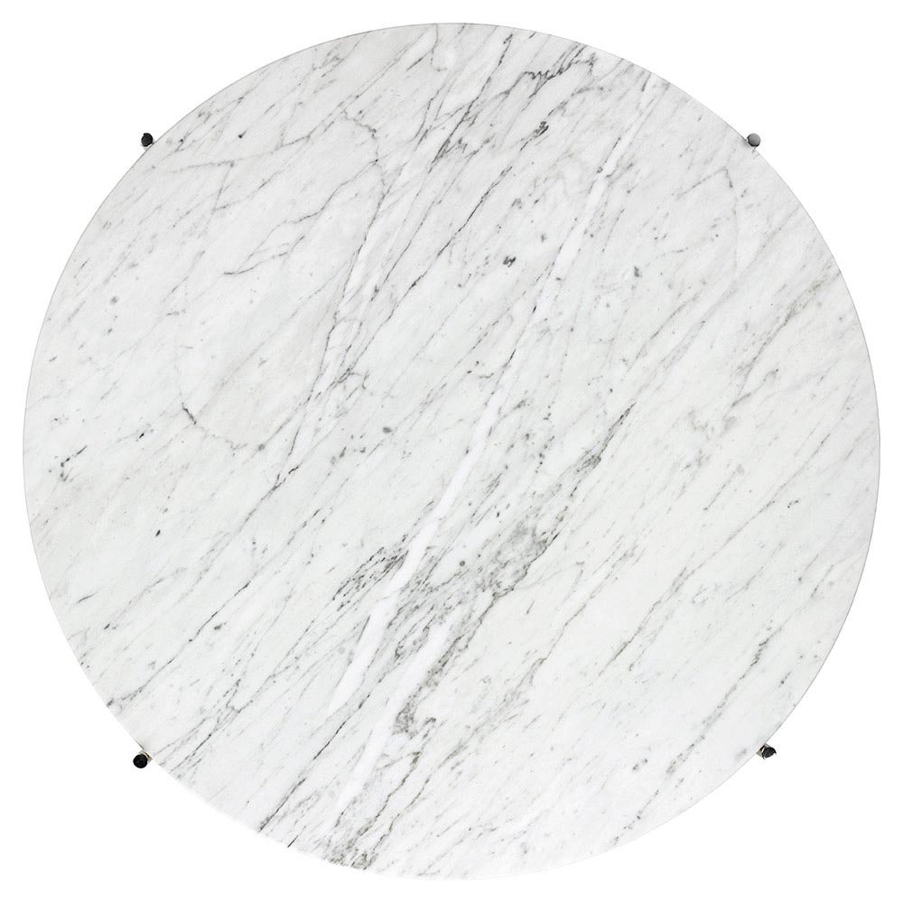 TS Side Table - White Marble, Polished Steel