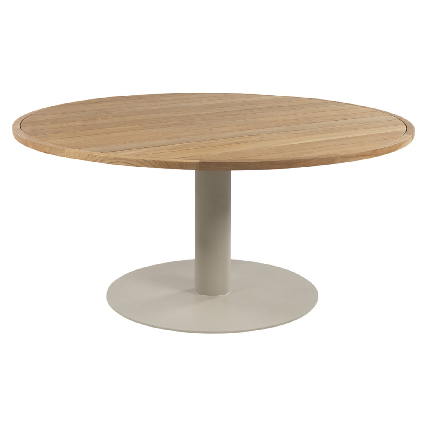 Venice Dining Table - Teak Top, Linen Aluminum Base