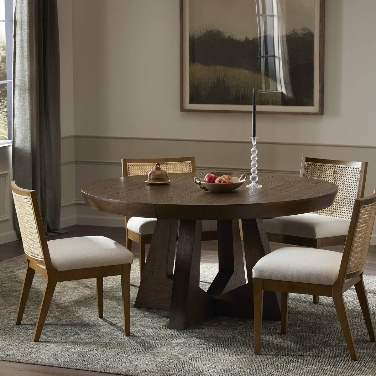 Zelda Round Extension Dining Table - Fawn Oak Veneer