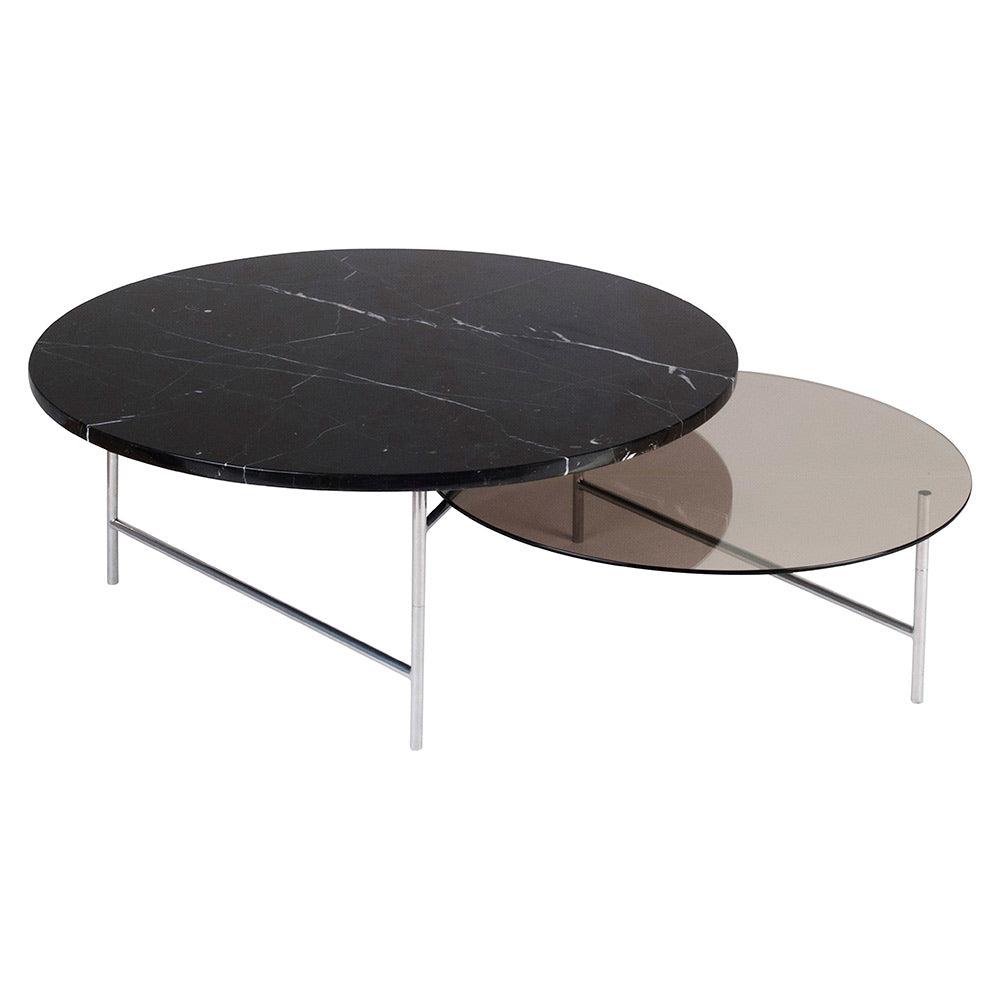 その他 ZINRO COFFEE TABLE Zoro Coffee Table - Black Marble, Smoked Glass Top – Rouse Home