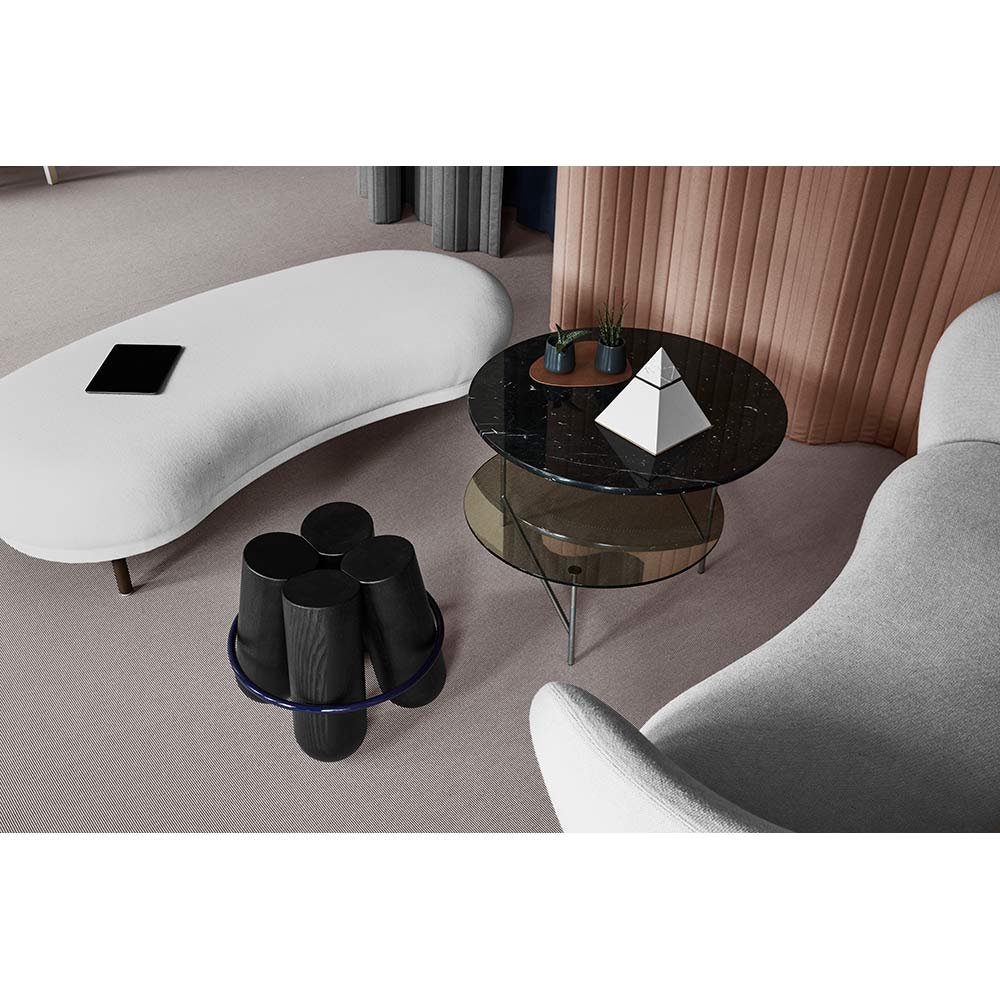 Zoro Coffee Table - Black Marble, Smoked Glass Top