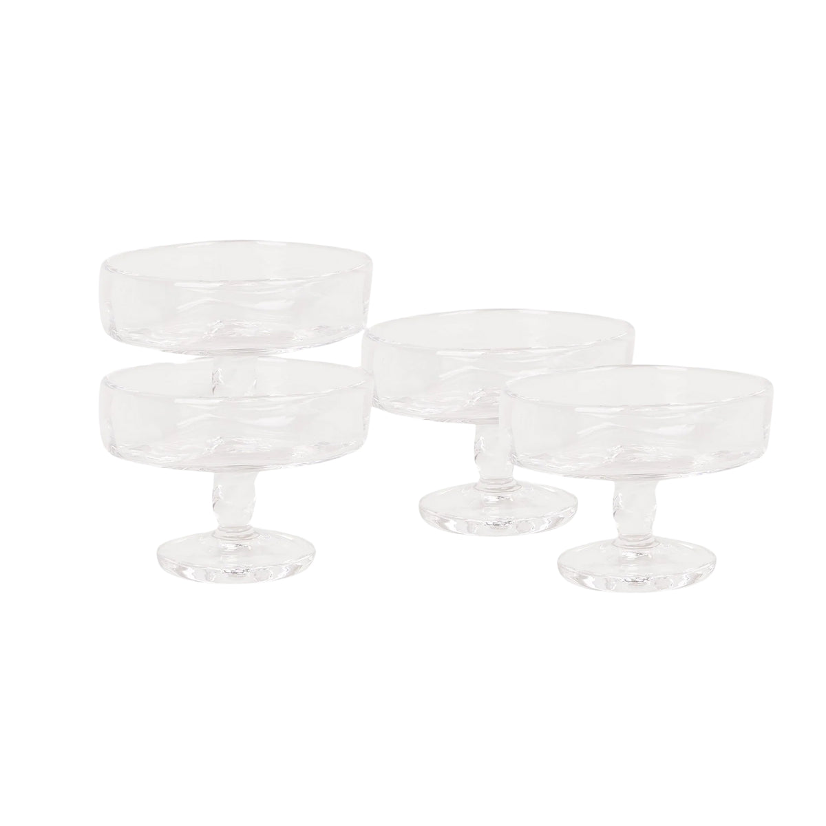 0405 Stem Glass Set of Four - Clear, Wide