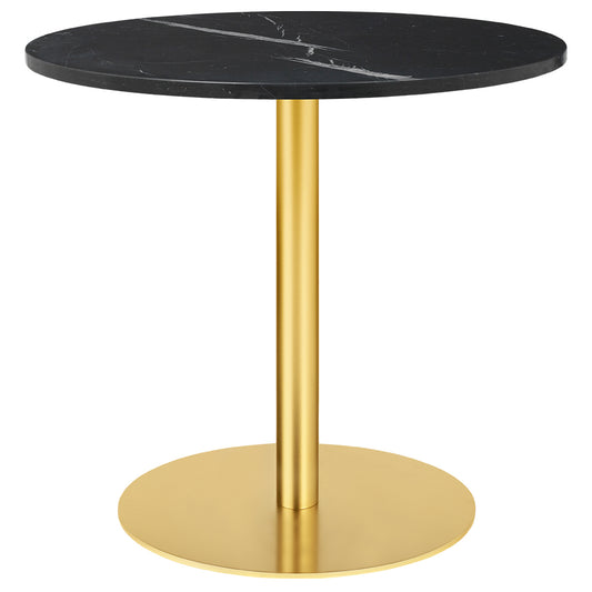 1.0 Round Dining Table - Black Marble, Brass