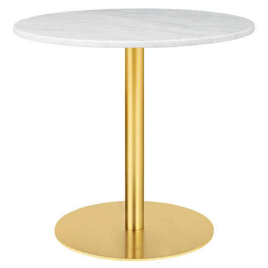 1.0 Round Dining Table - White Marble, Brass