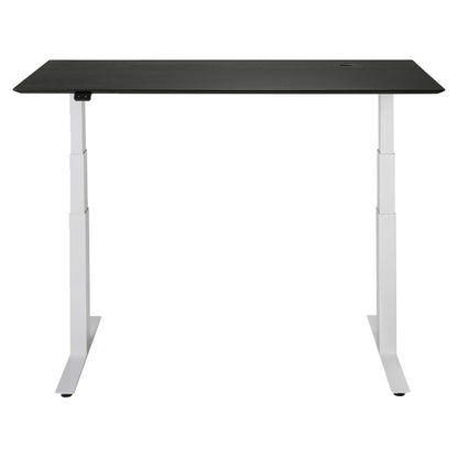 Bok Adjustable Desk - Black Oak Top, White Base, With Cable Management