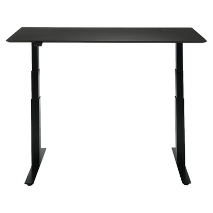 Bok Adjustable Desk - Black Oak Top, Black Base, With Cable Management