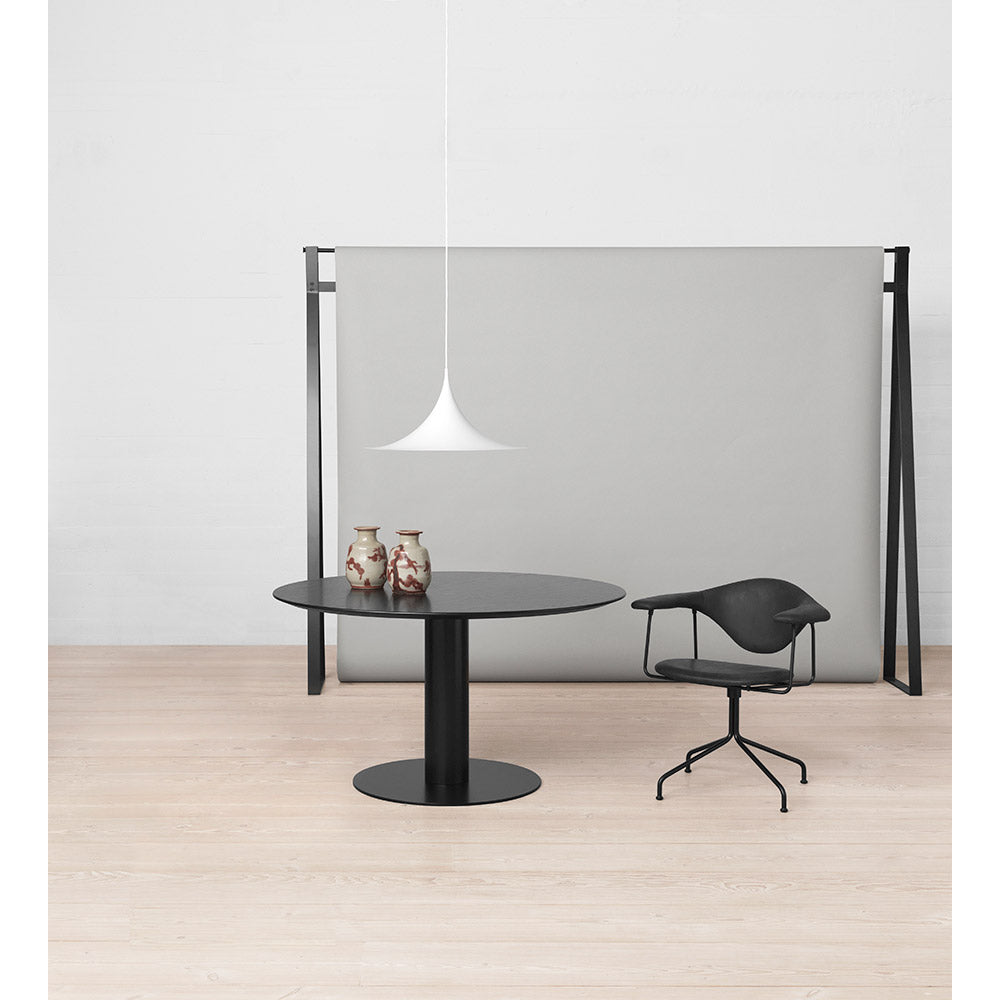 2.0 Round Dining Table - Black Stained Ash, Black