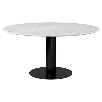 2.0 Round Dinning Table - White Marble, Black